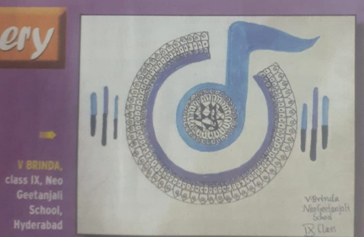9th Grade Student V.Brinda Painting Published on News Paper